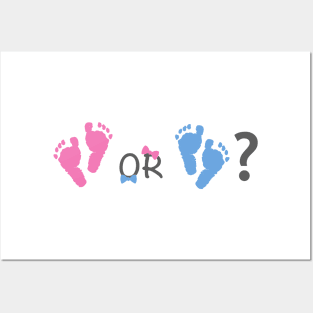 Baby girl and baby boy foots. Baby gender reveal Posters and Art